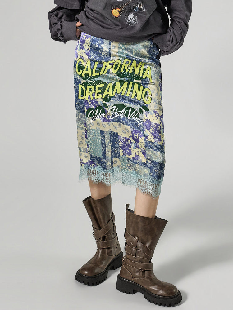 SK3165 Printed Lace Skirt