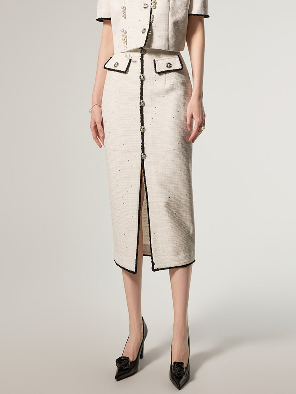 SK3188 Tweed Contrast Skirt
