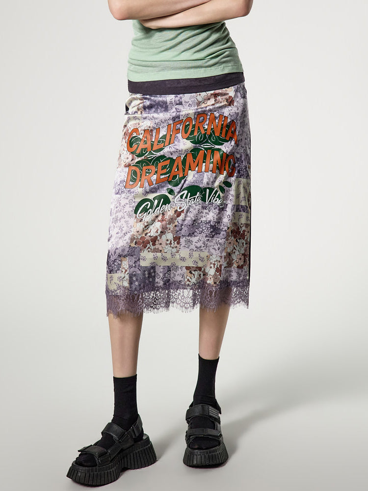SK3165 Printed Lace Skirt