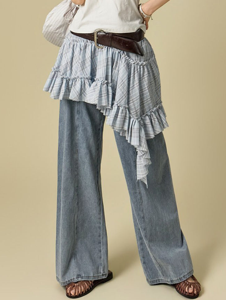SK3199 Asymmetrical Check Skirt