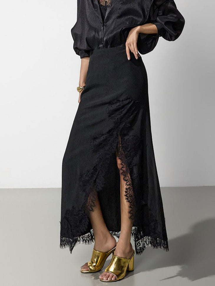 SK3236 Asymmetrical Lace Skirt