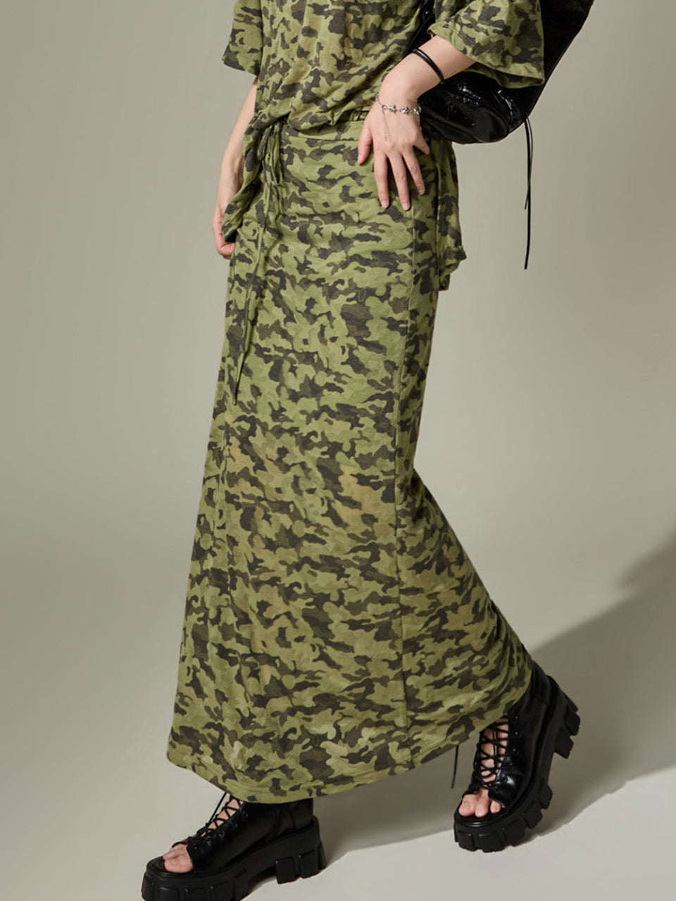 SK3234 Camo Maxi Skirt