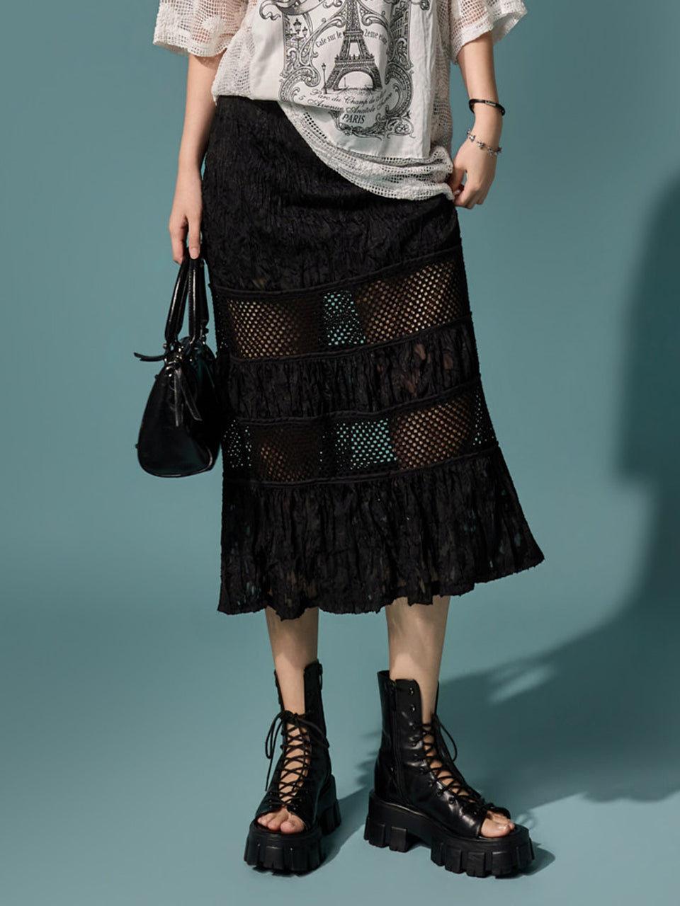 SK3249 Crinkle Mesh Skirt