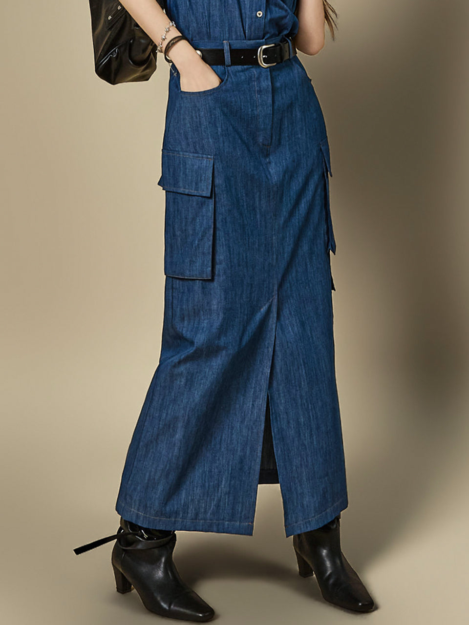 SK3253 Slub Denim Skirt