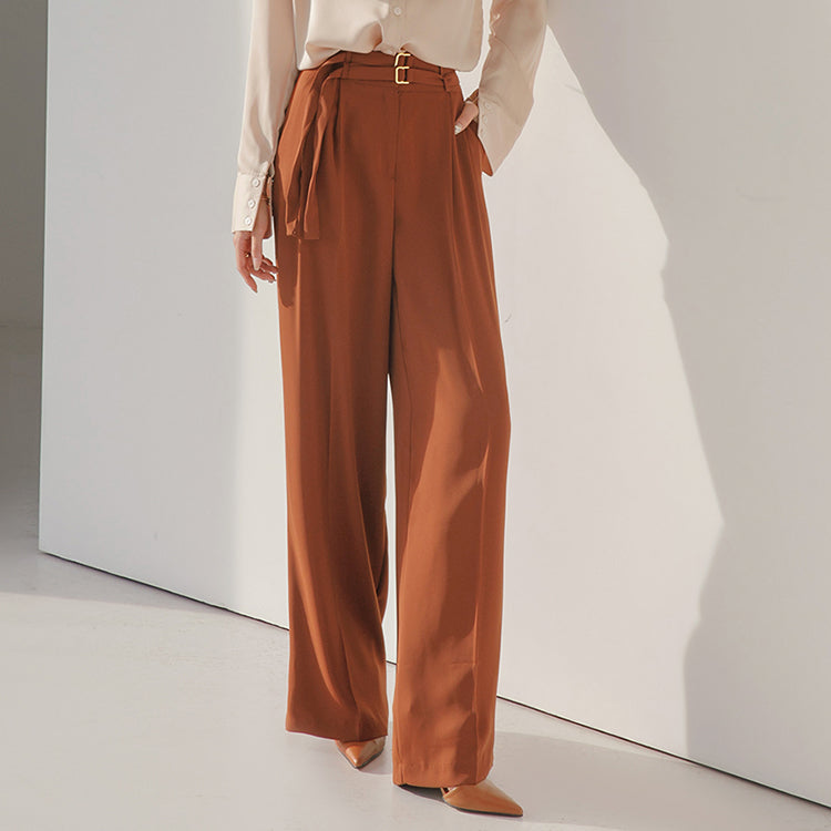 P2690 Belted Pintuck Slacks