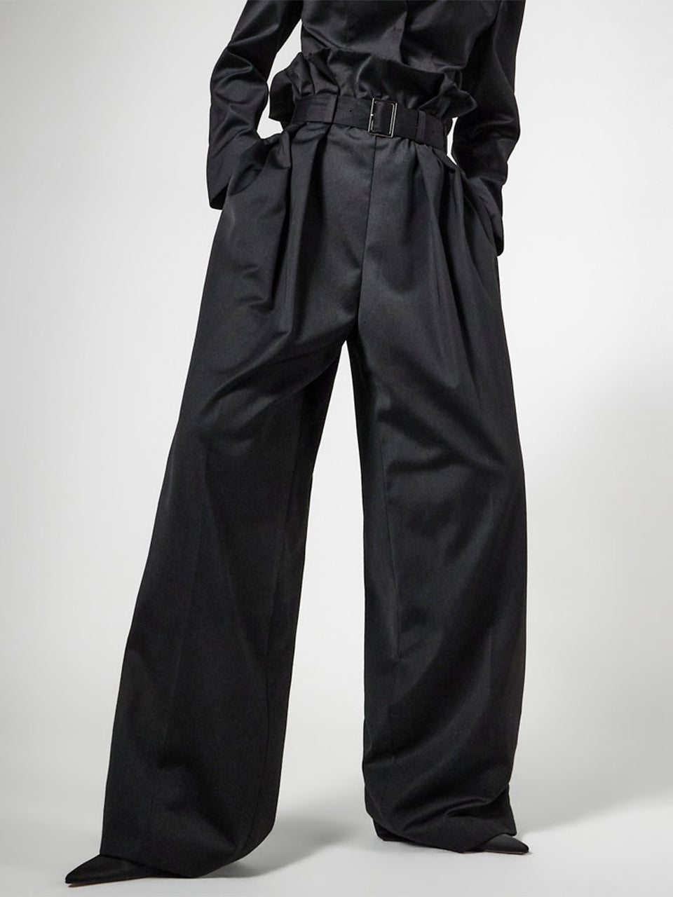 MBDP002 郁金香高腰细褶长休闲裤(腰带)