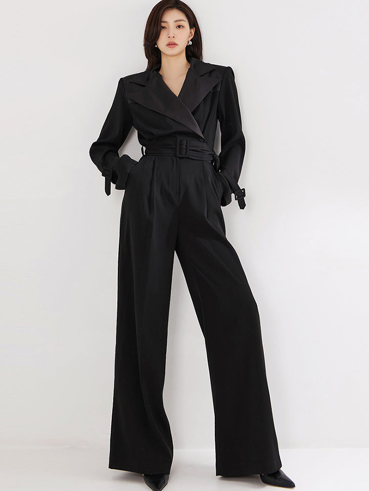 JS021 Satin Belted Jumpsuit