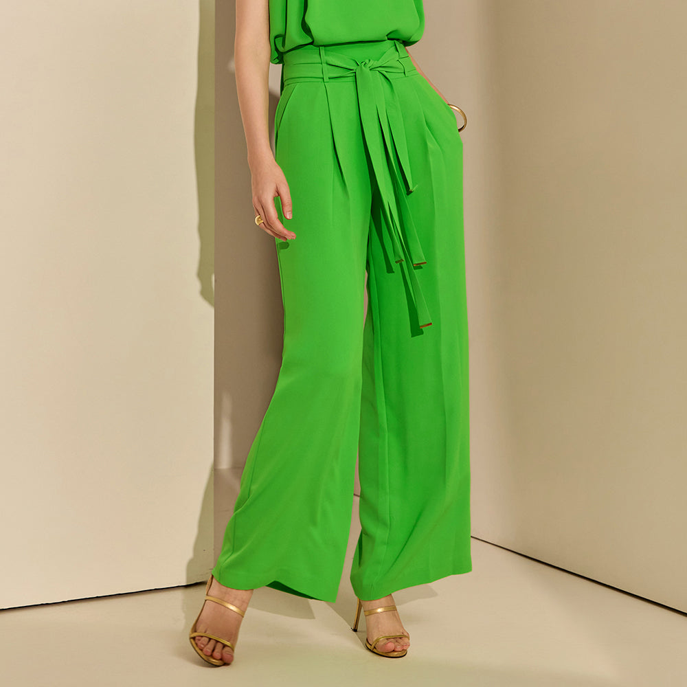 P2875 Pin tuck Wide Slacks With Belt