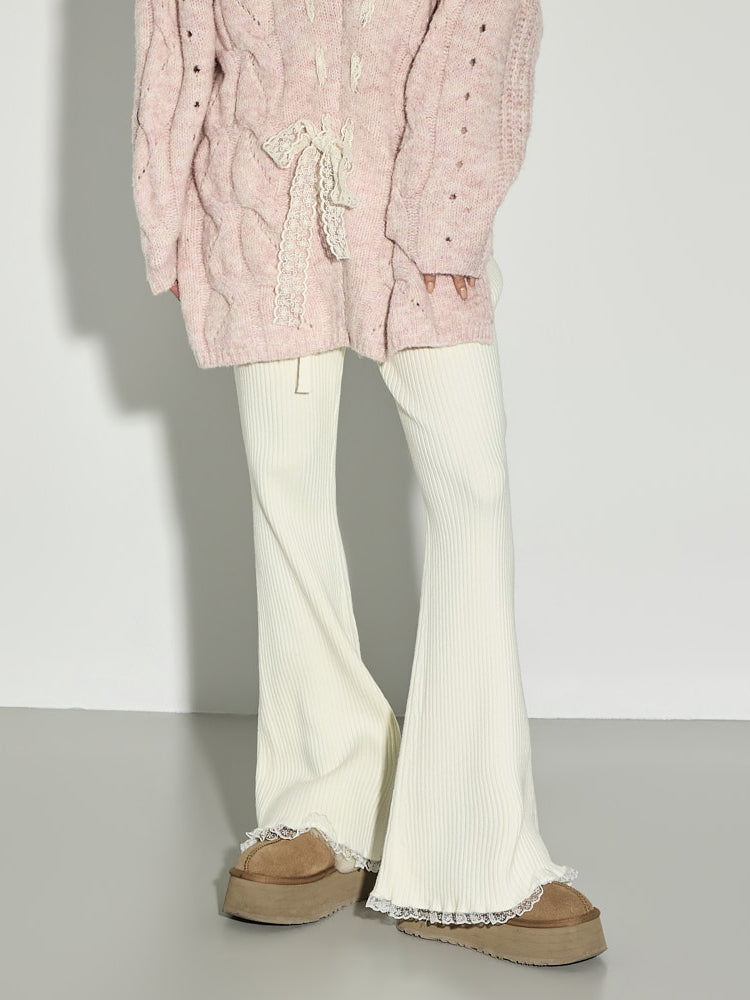 P3729 Lace Ribbed Pants