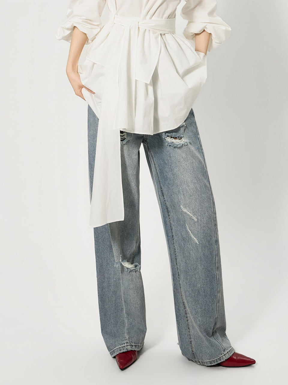 PJ640 Damaged Washed Jeans