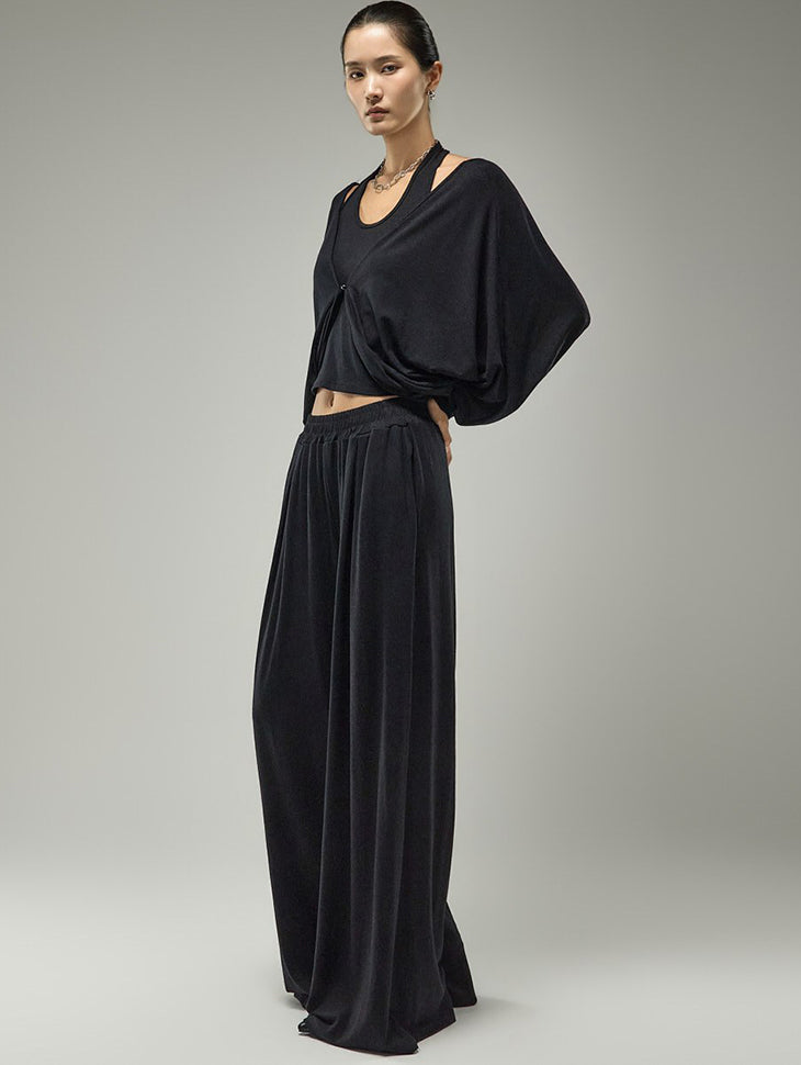 TR067 Drape Cardigan Three-Piece Set