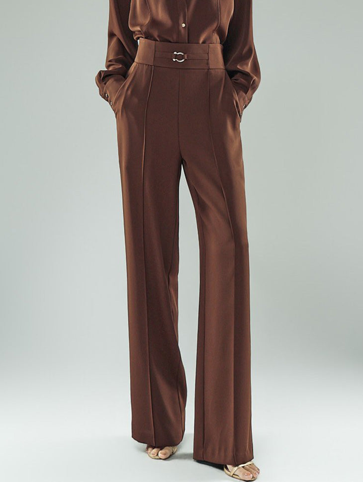 P3949 High-Waisted Buckle Slacks