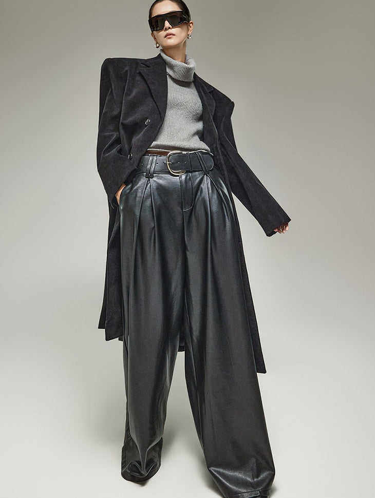 P3961 Leather Wide Pants