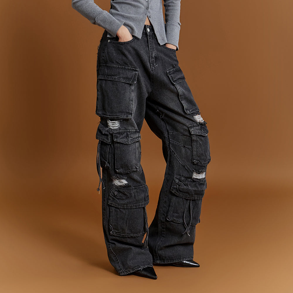 PJ491 Cargo Pocket Wide Jeans