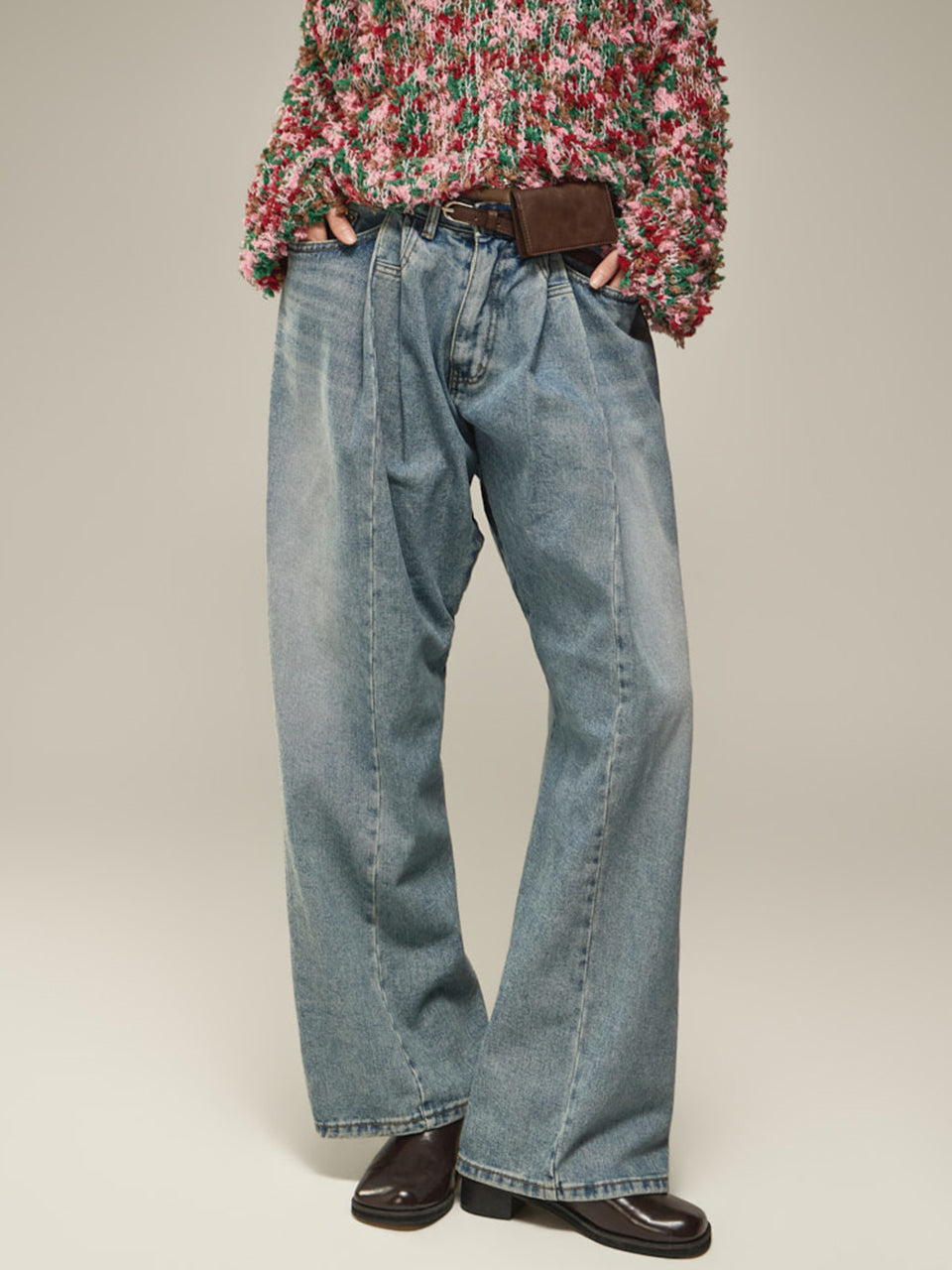 PJ680 Pintuck Wide Jeans