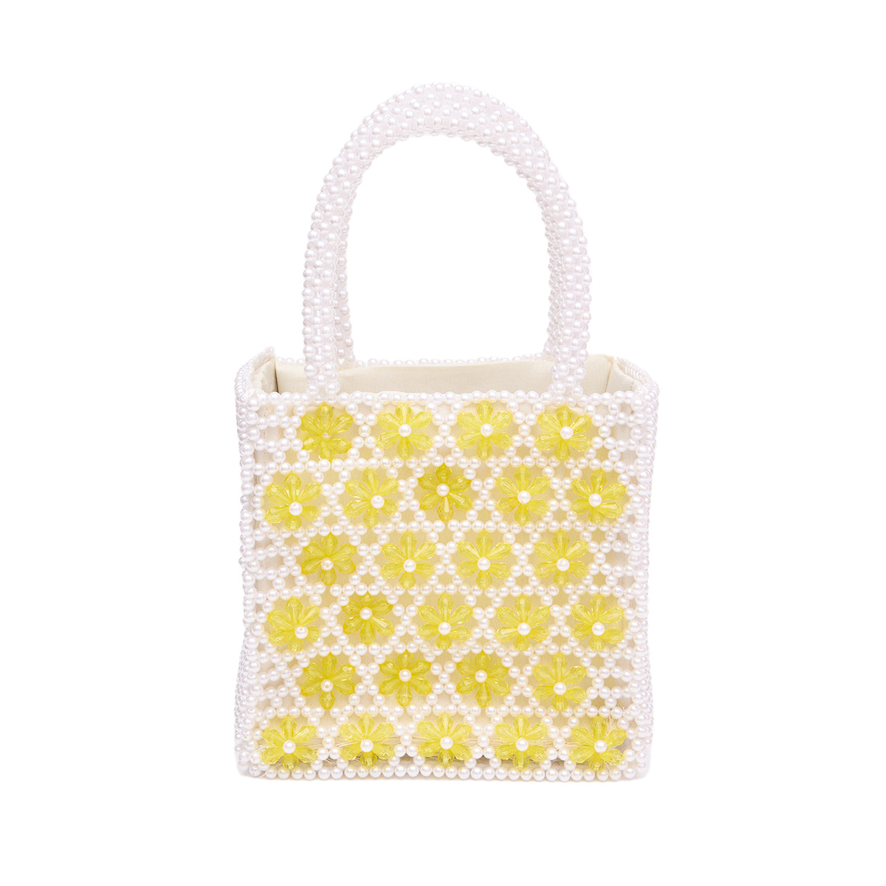 A-1601 Beads Flower Handle bag