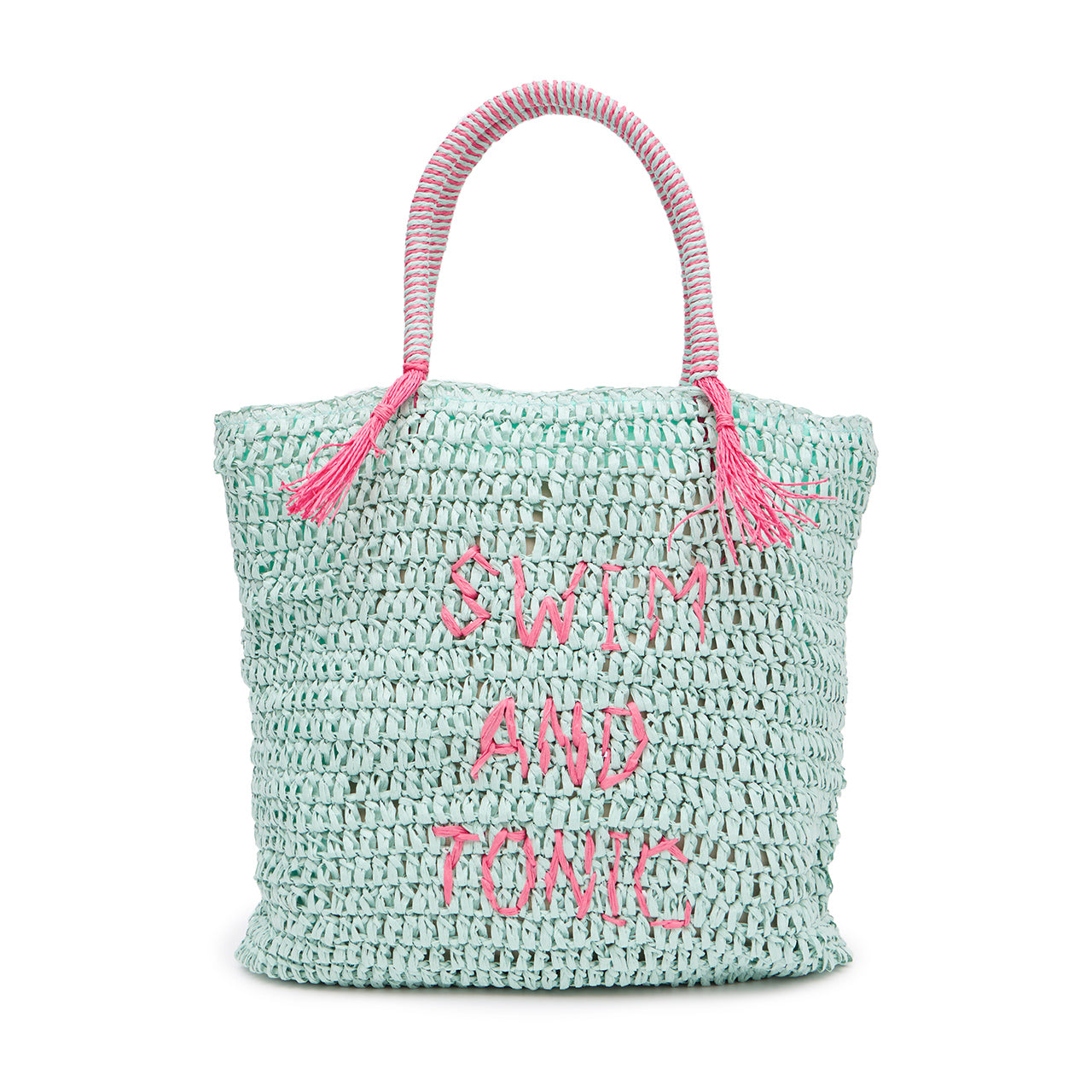 A-1602 Raffia Lettering Handle Bag