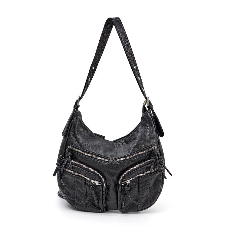 A-1643 Leather Pocket Shoulder Bag