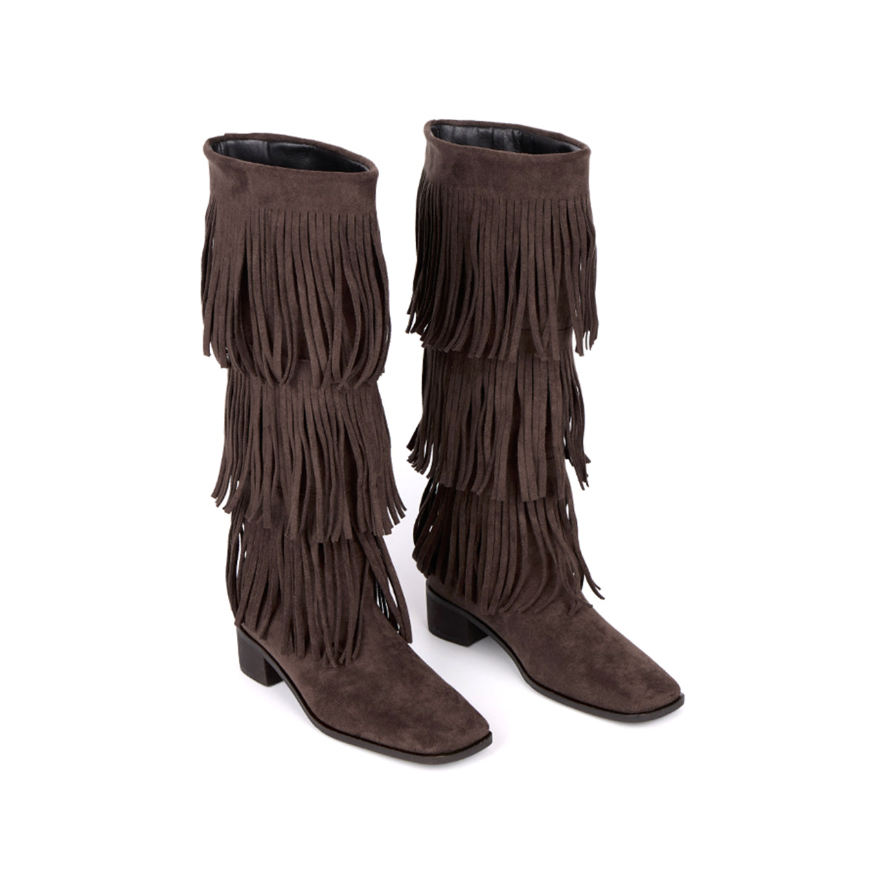 AR-3355 Suede Fringe Middle Boots