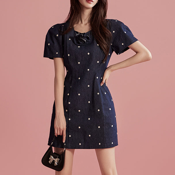 D4963 Dress with Brooch