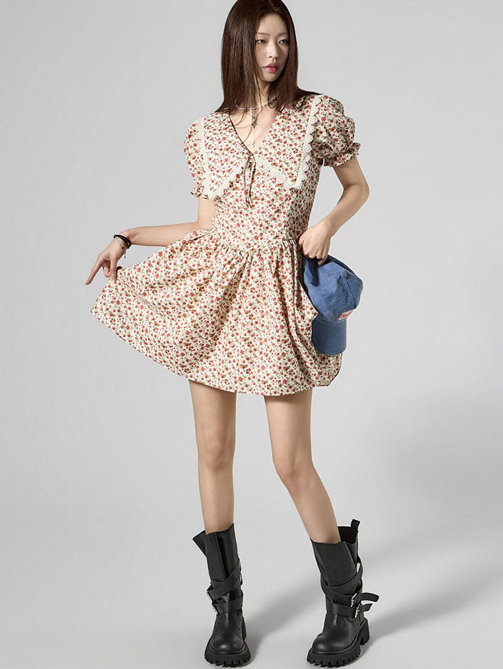 D5466 Flower Collar Dress