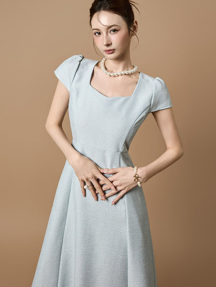 D5541 Square Neck Flare Dress