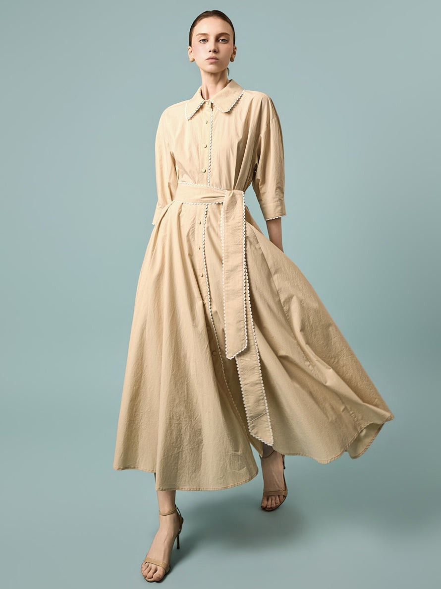 D5551 Lace Contrast Shirts Dress