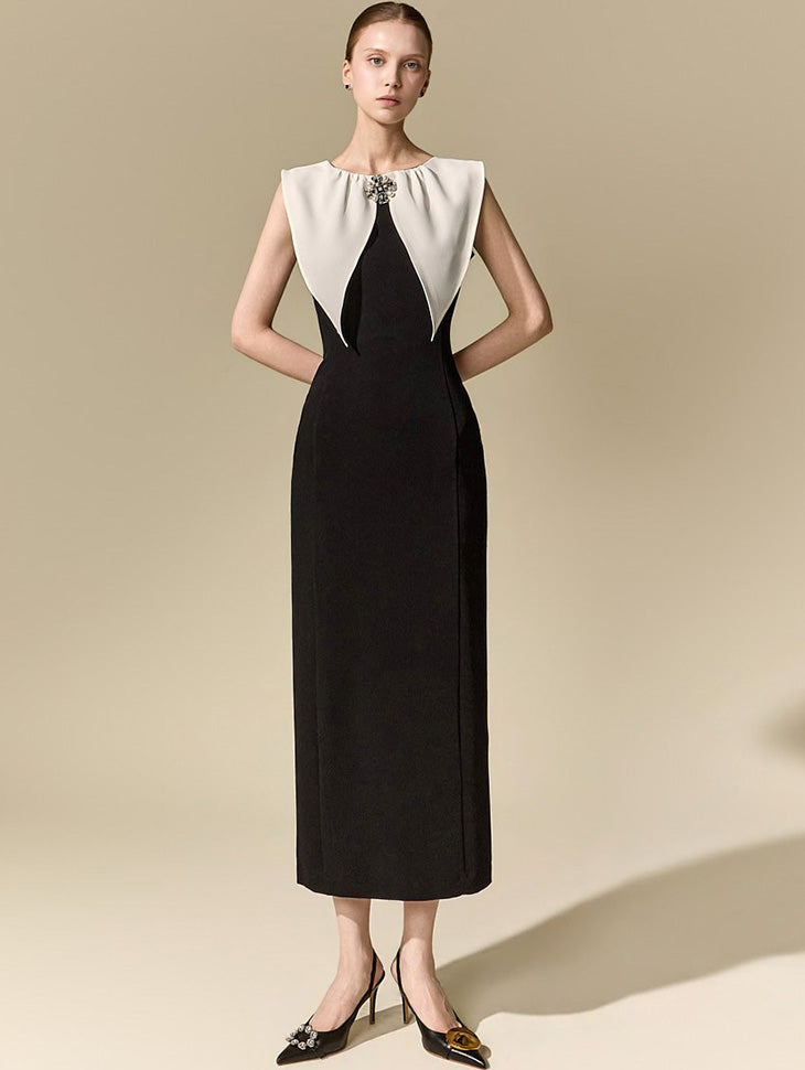 D9629 Brooch Cape Dress