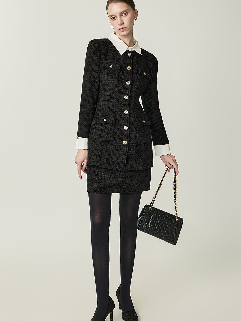 D5706 Tweed Wool Two-Piece Set