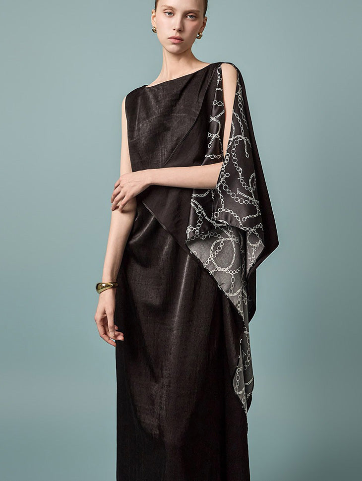 D9593 One-Shoulder Draping Dress