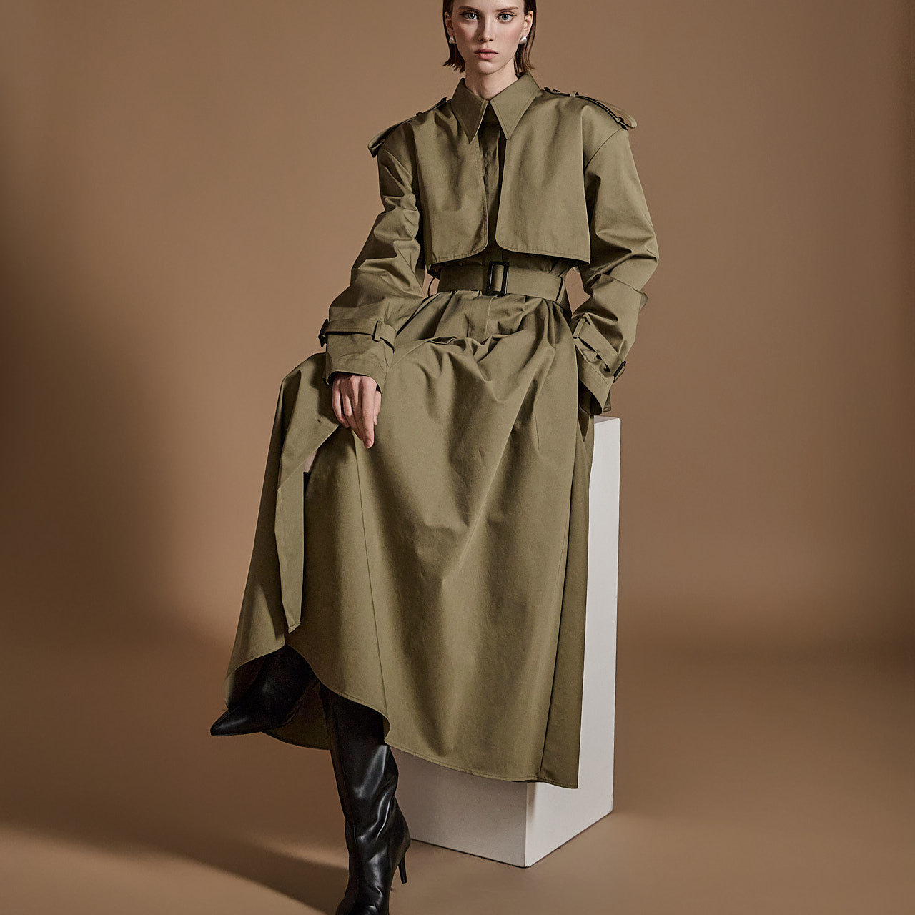 D9505 Trench Dress With Belt