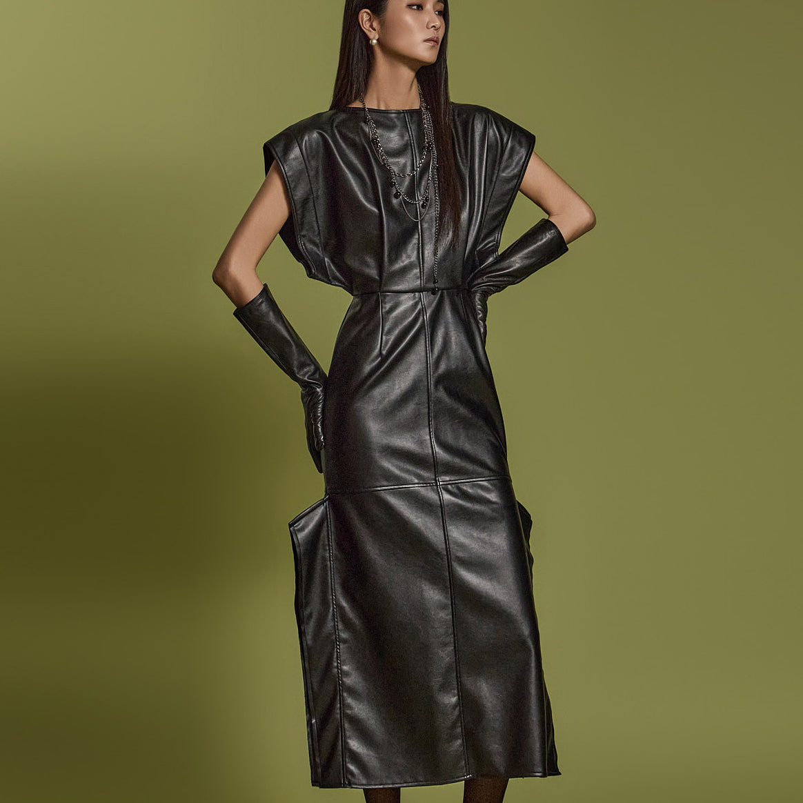 D9515 Leather Dress