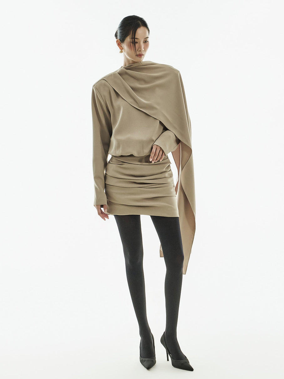 D9573 Drape Mini Dress