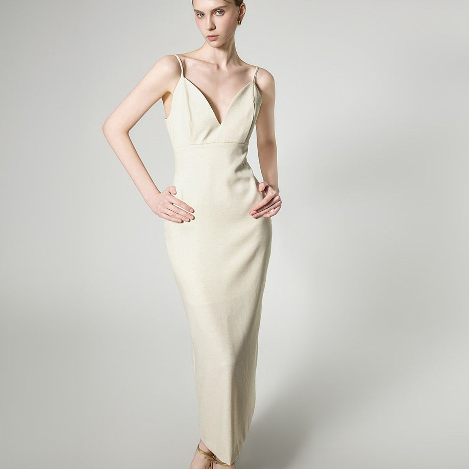 D9607 V-neck Slip Dress