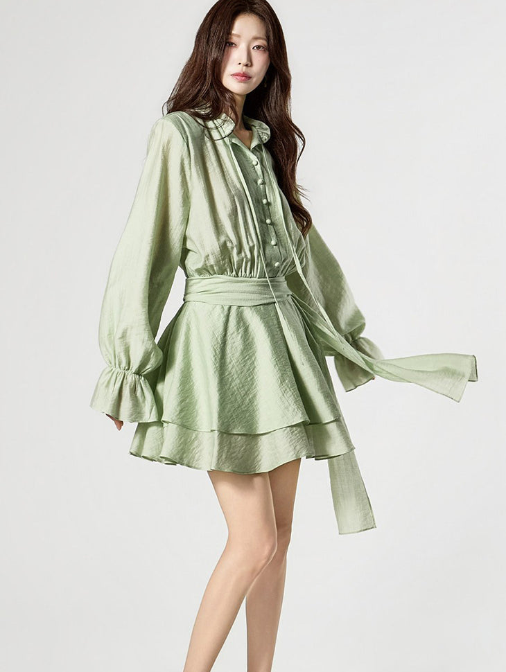 D5506 Frill Dress with Belt
