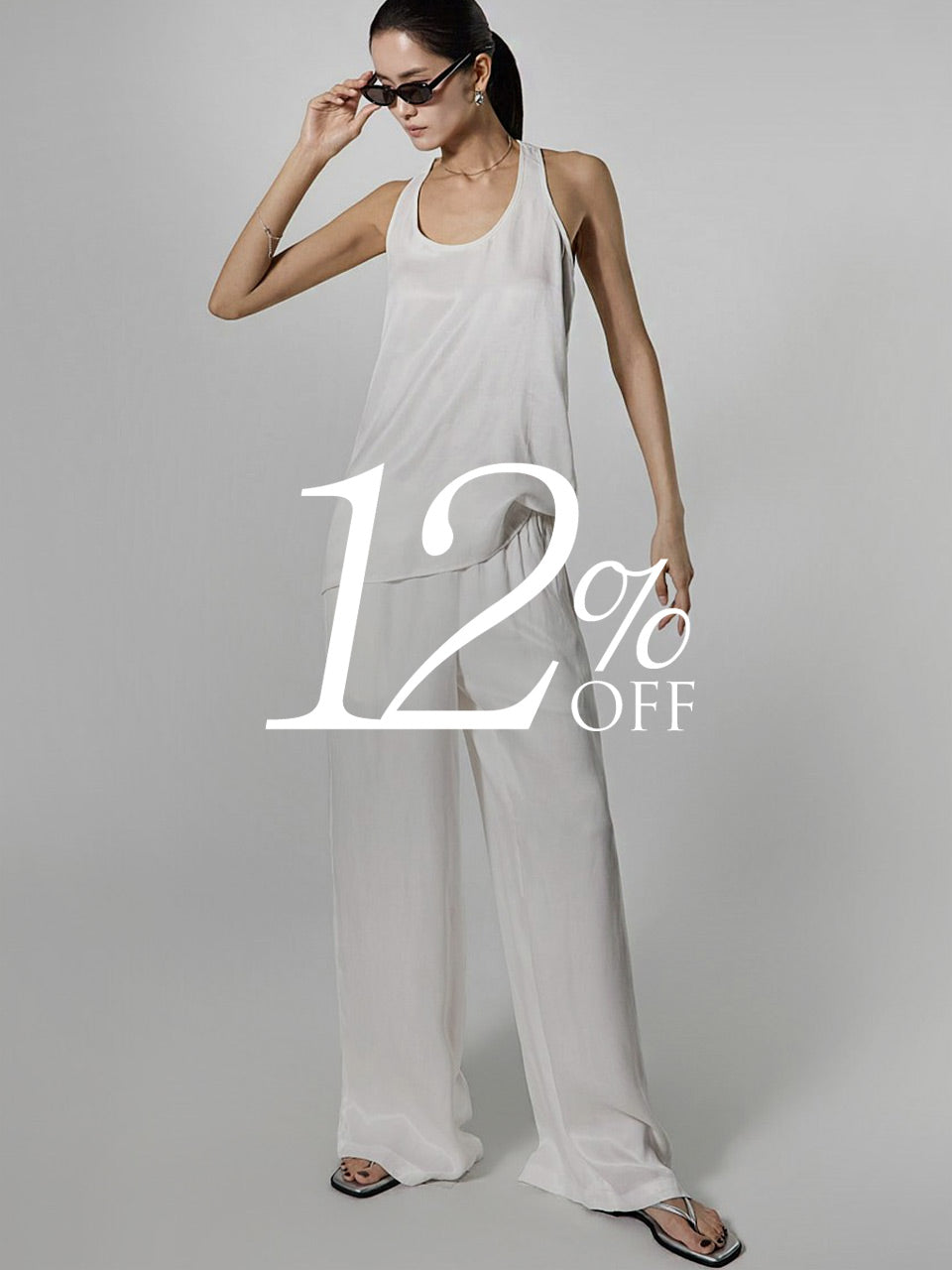 D5534 Silky Sleeveless Two-Piece Set