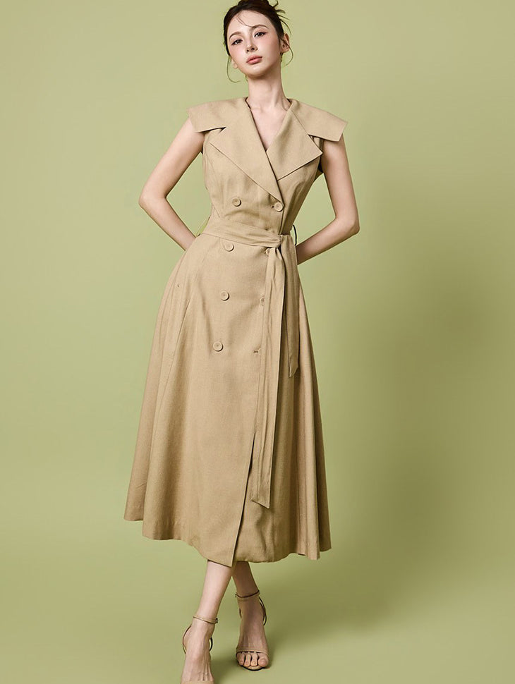 D5545 Double Button Strap Dress