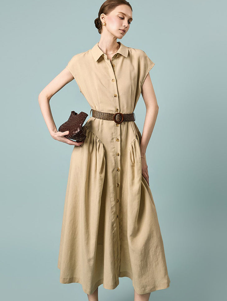 D5555 Linen Dress with Belt Set