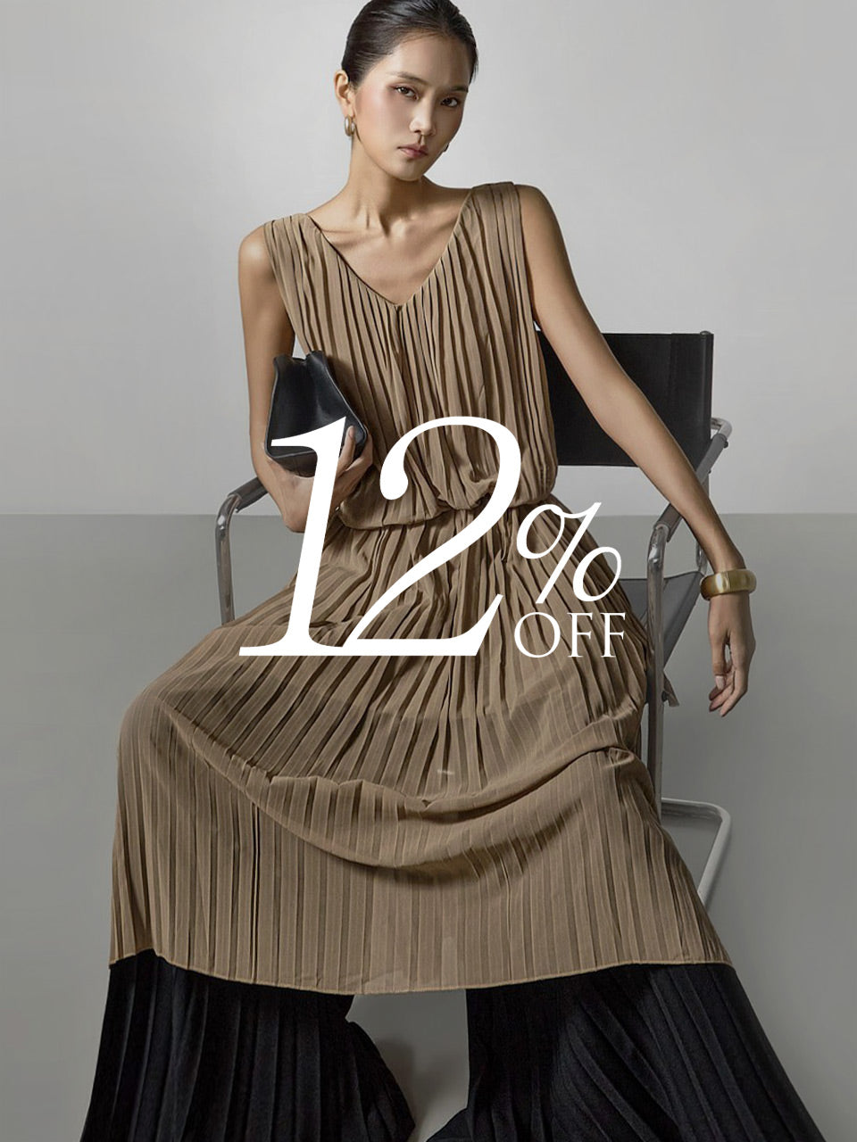 D5581 Strap Set Pleated Dress