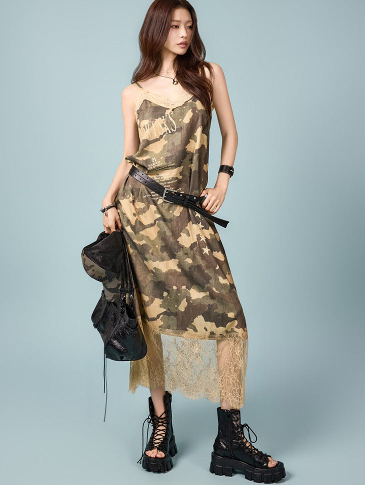 D5668 Camouflage Lace Dress