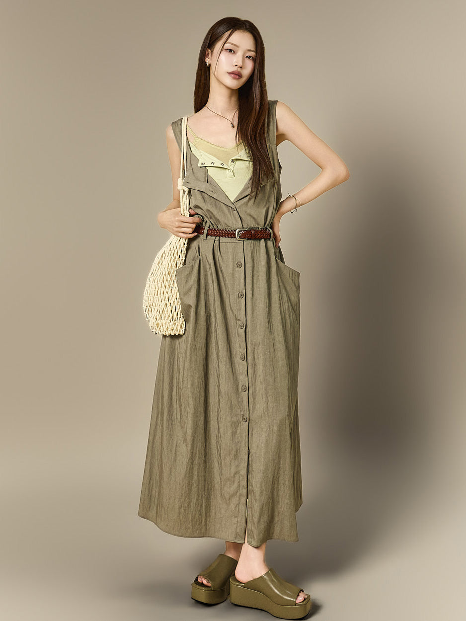 D5689 Lapel Pocket Dress