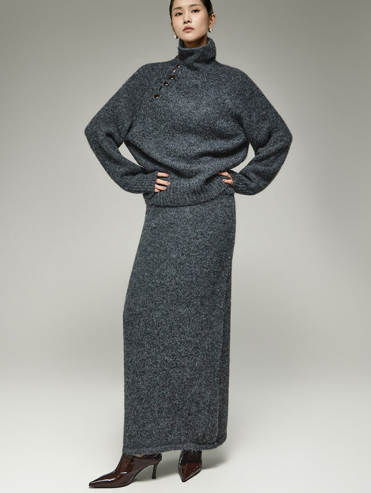 D5705 Button Knit Two-Piece Set