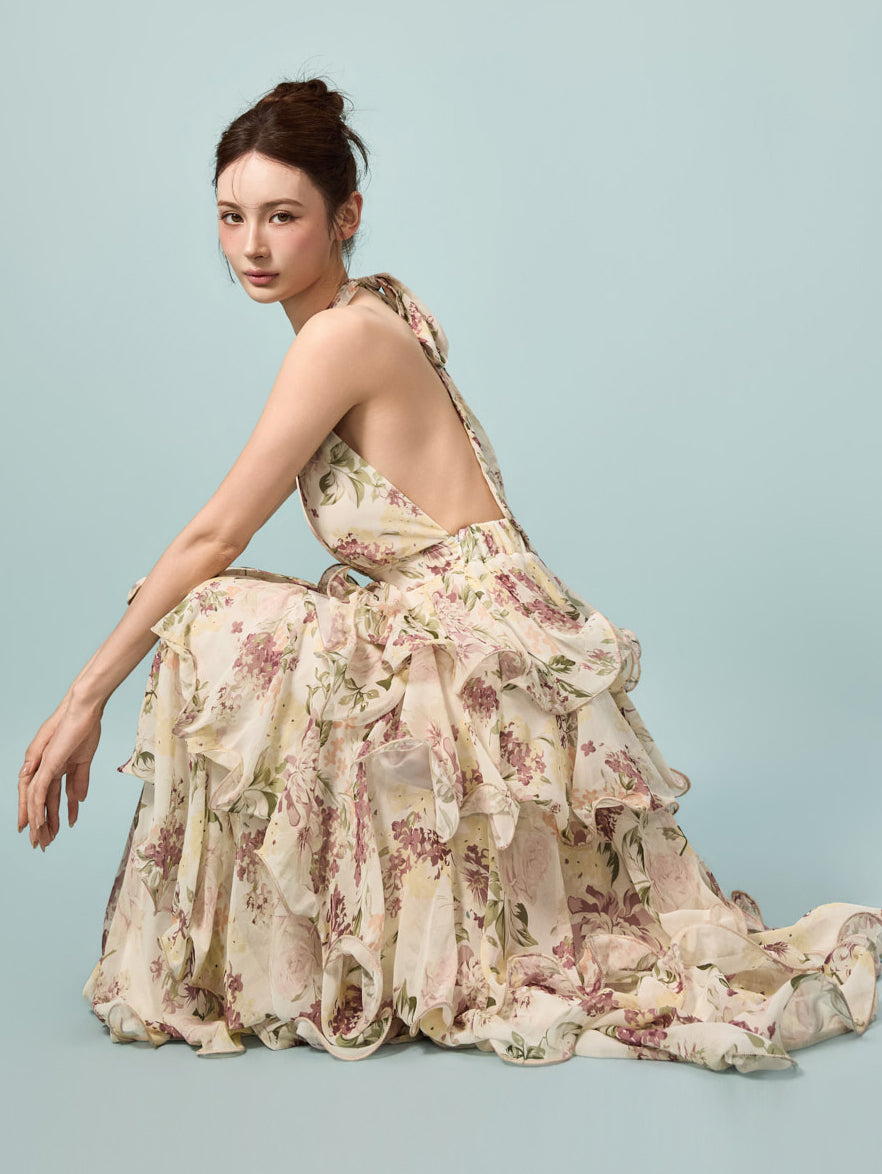 D5594 Floral Tiered Dress