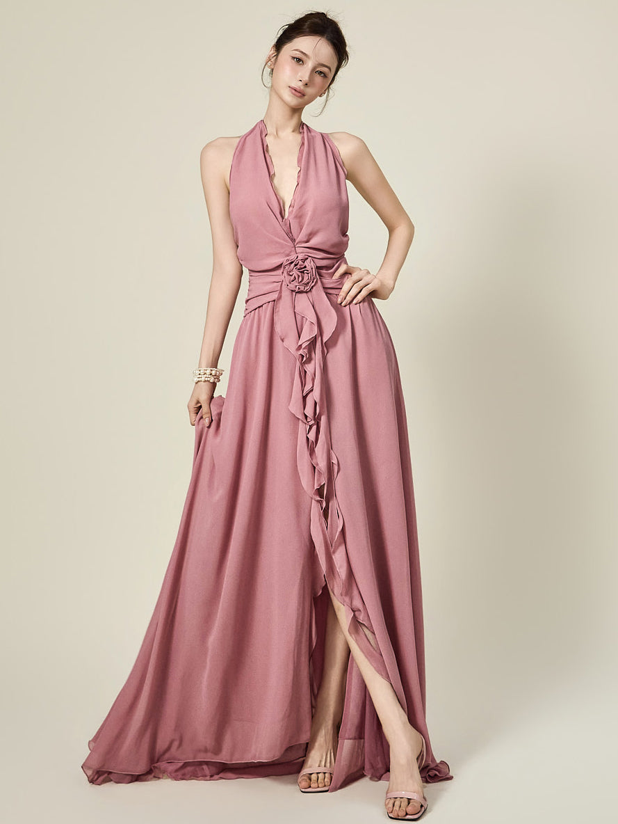 D5588 Floral Backless Dress