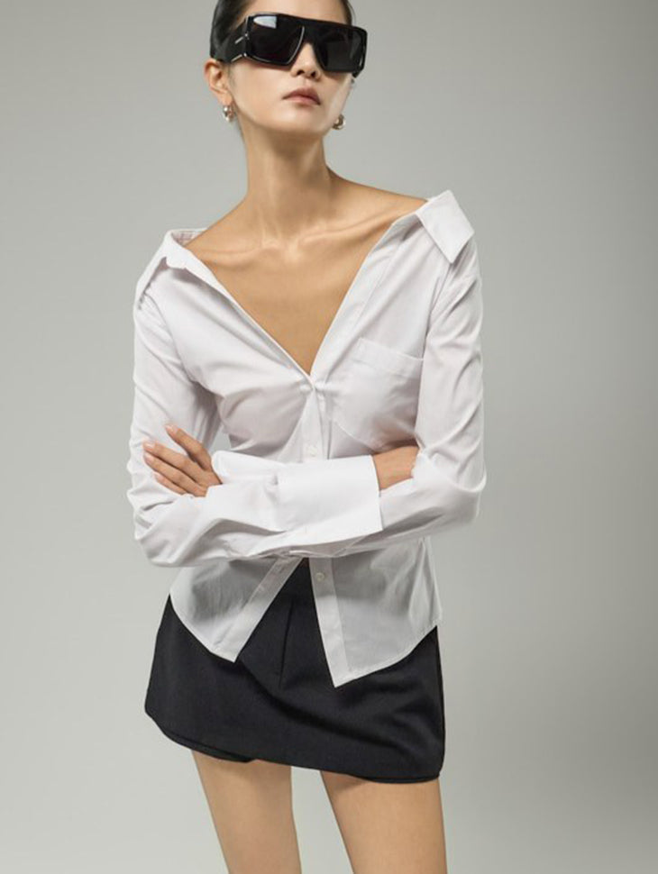 S907 Off-Shoulder Slim Shirts
