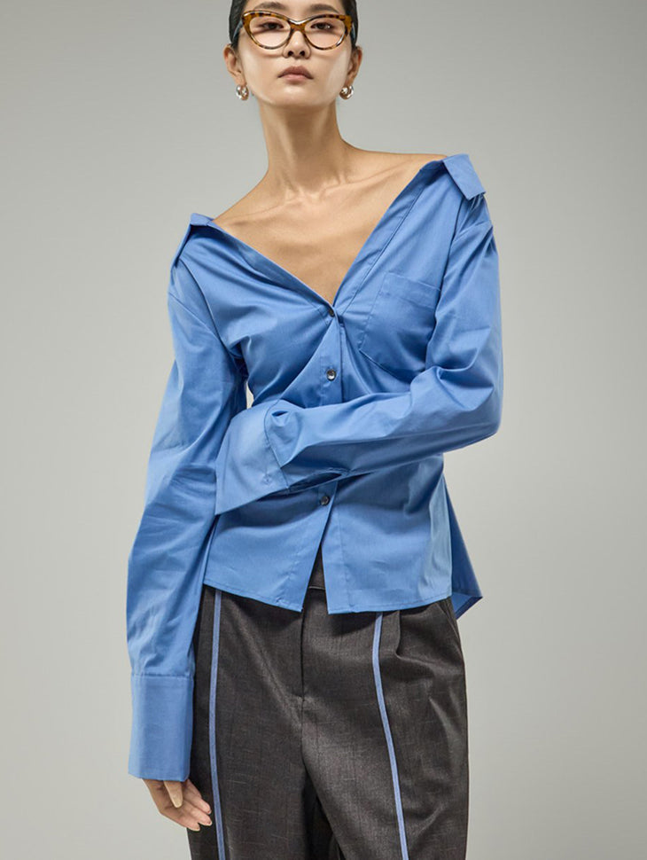 S907 Off-Shoulder Slim Shirts