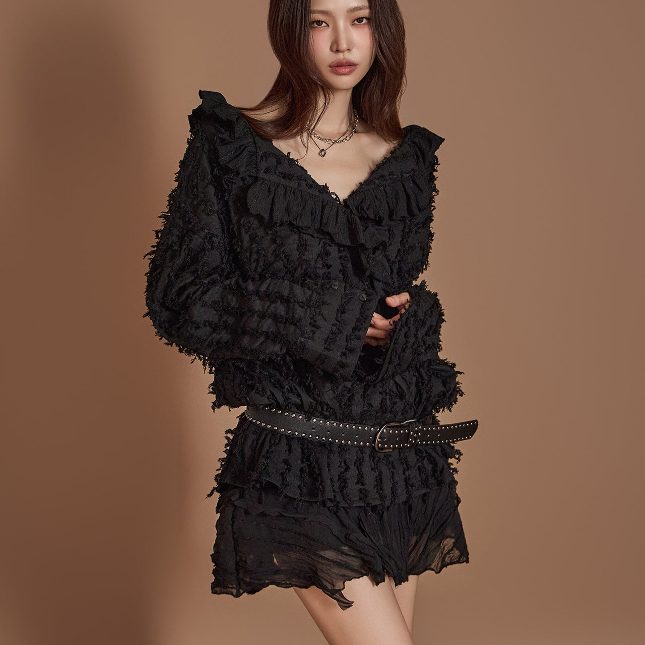 B3014 Frill Fringe Blouse