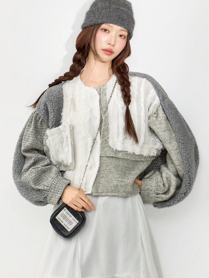 B3165 Frill Mix Blouse