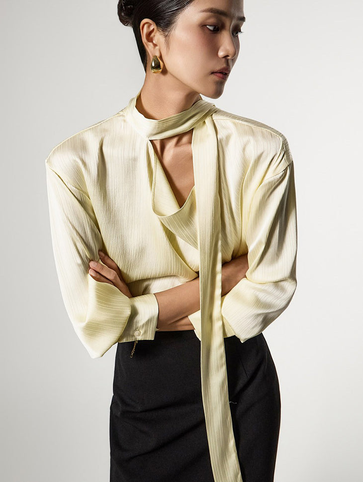 B3178 Cowl Neck Tie Blouse