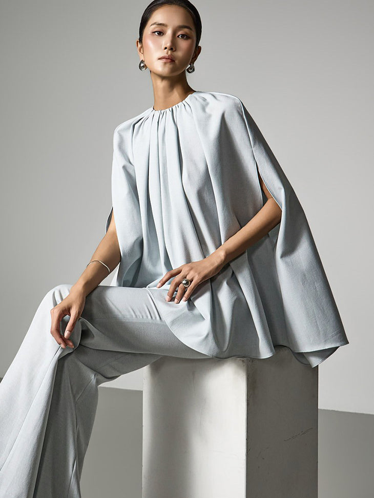 B9220 Draped Cape Blouse